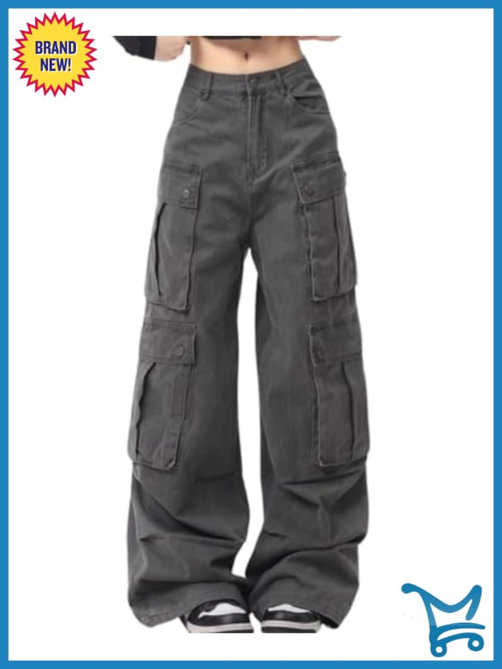 Women's Baggy Cargo Pants High Waisted Wide Leg Y2K Streetwear